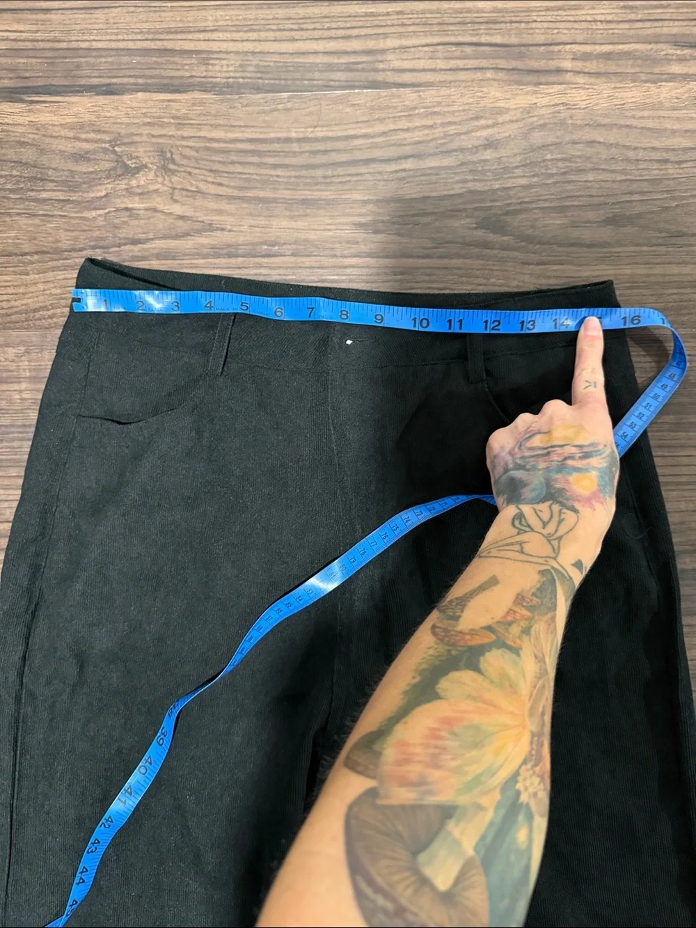 Wide Leg Black Micro Corduroy Pants